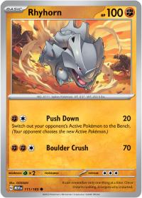 pokemon scarlet violet 151 rhyhorn 111 165