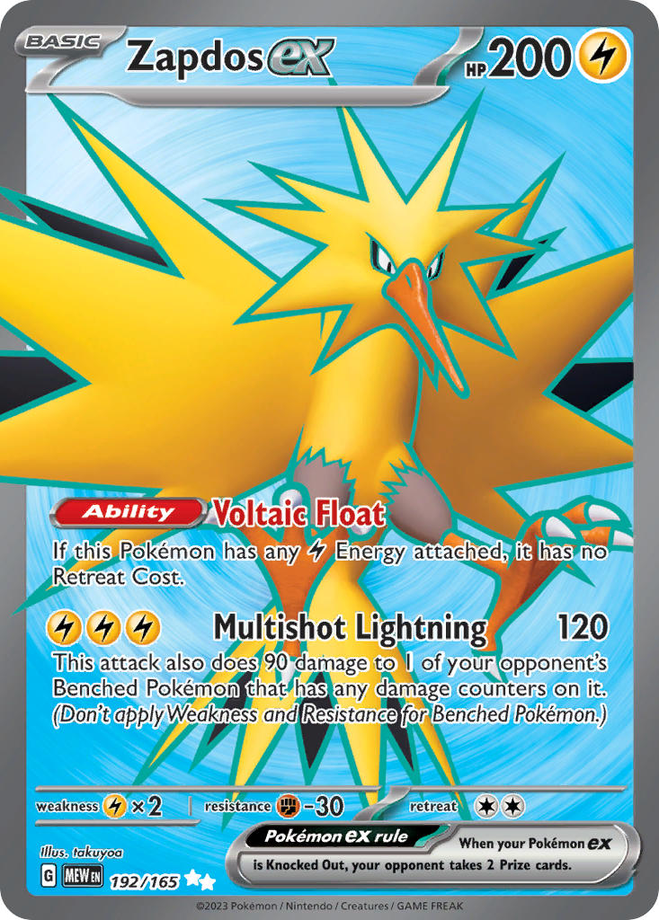 Zapdos EX - 192-165 - FULL ART