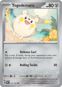 pokemon scarlet violet obsidian flames togedemaru 151 197