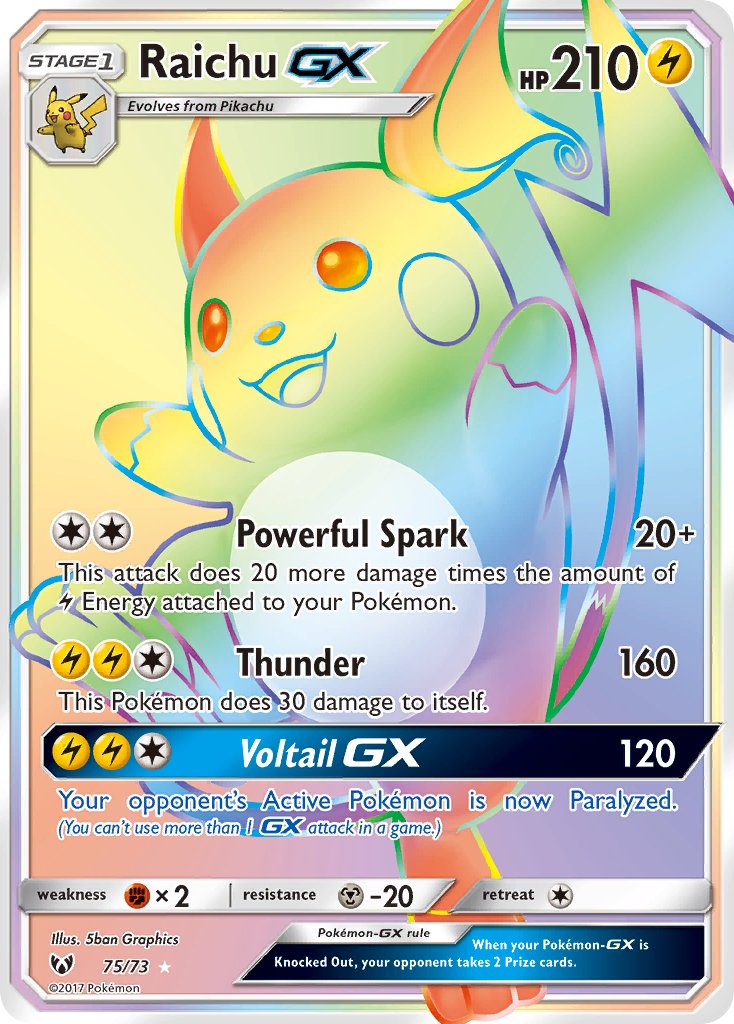 Raichu GX 75-73 (RAINBOW RARE)