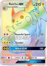pokemon shining legends raichu gx 75 73 rainbow rare