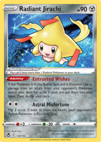 pokemon silver tempest radiant jirachi 120 195