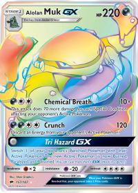 pokemon sm burning shadows alolan muk gx rainbow 157 147