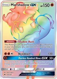 pokemon sm burning shadows marshadow gx rainbow 156 147