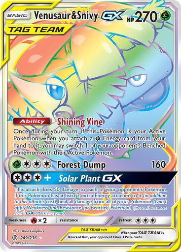 Venusaur & Snivy GX 249-236 - RAINBOW RARE