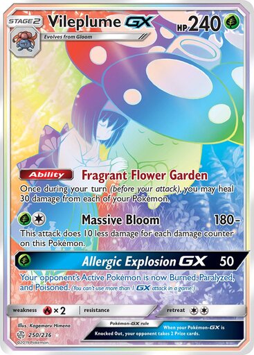 Vileplume GX 250-236 - RAINBOW RARE