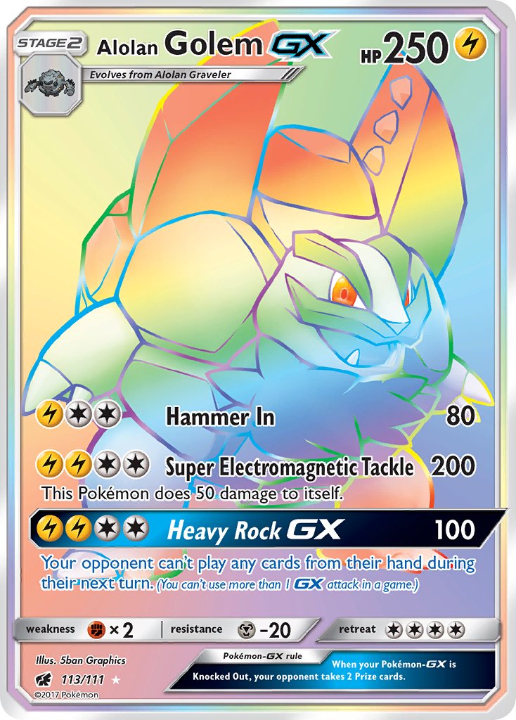 Alolan Golem GX 113-111 (RAINBOW RARE)