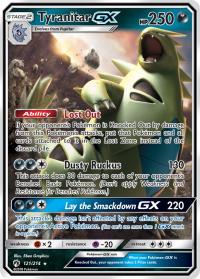 pokemon sm lost thunder tyranitar gx 121 214