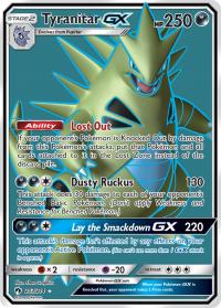 pokemon sm lost thunder tyranitar gx 203 214 full art