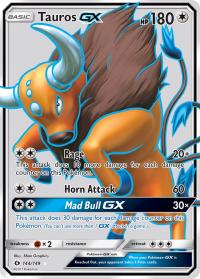 pokemon sm sun moon base set tauros gx full art 144 149