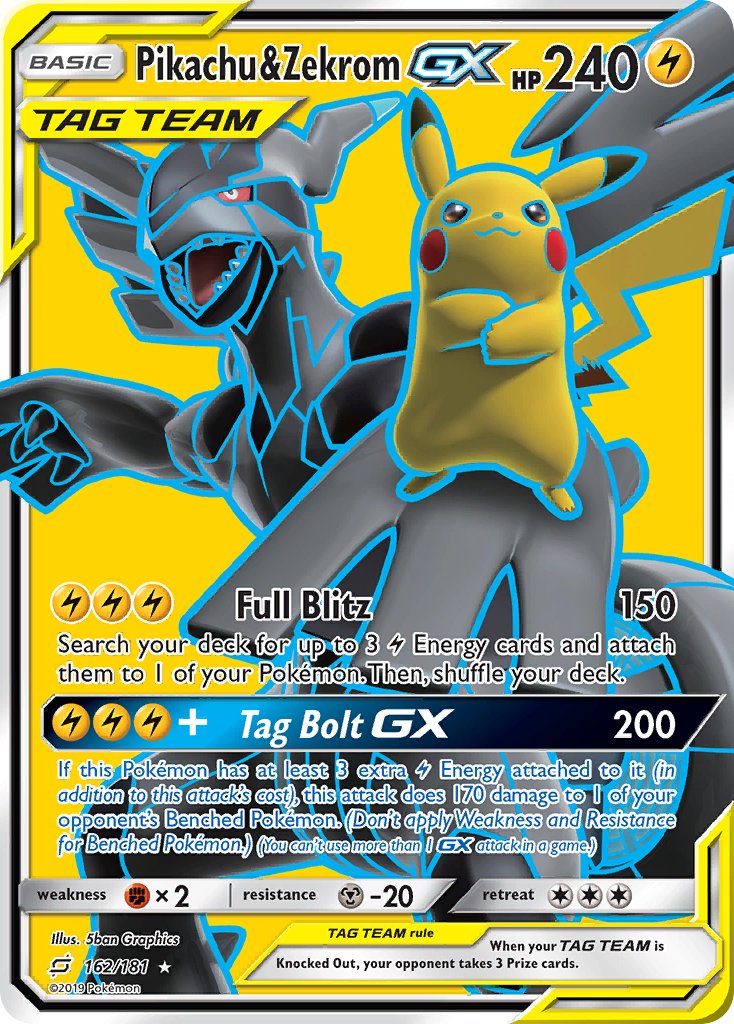 Pikachu & Zekrom GX 162-181  - FULL ART