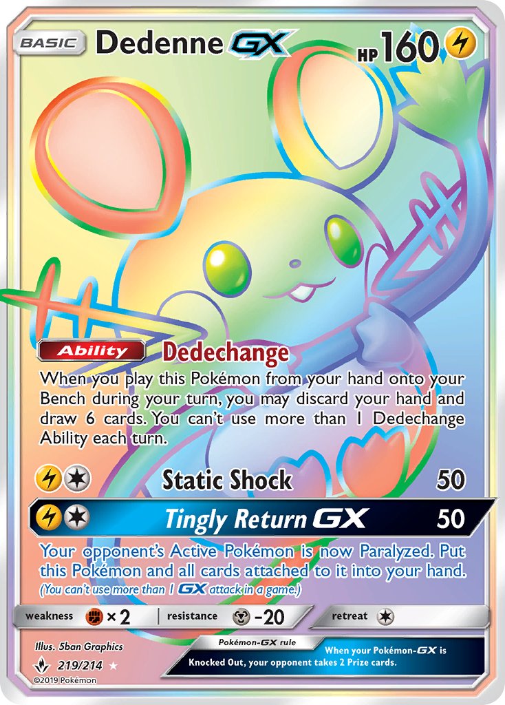 Dedenne GX 219-214 - RAINBOW RARE