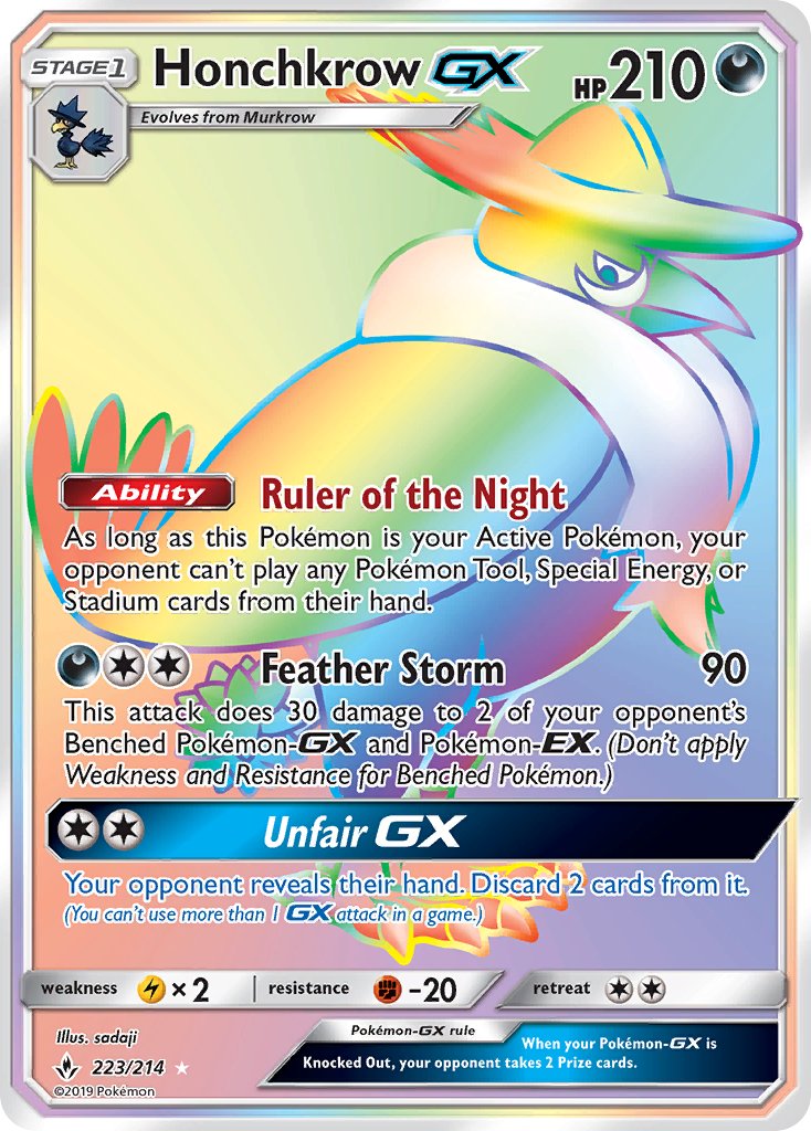 Honchkrow GX 223-214 - RAINBOW RARE