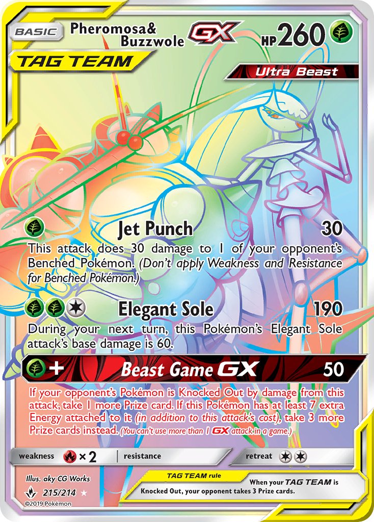 Pheromosa & Buzzwole GX 215-214 - RAINBOW RARE