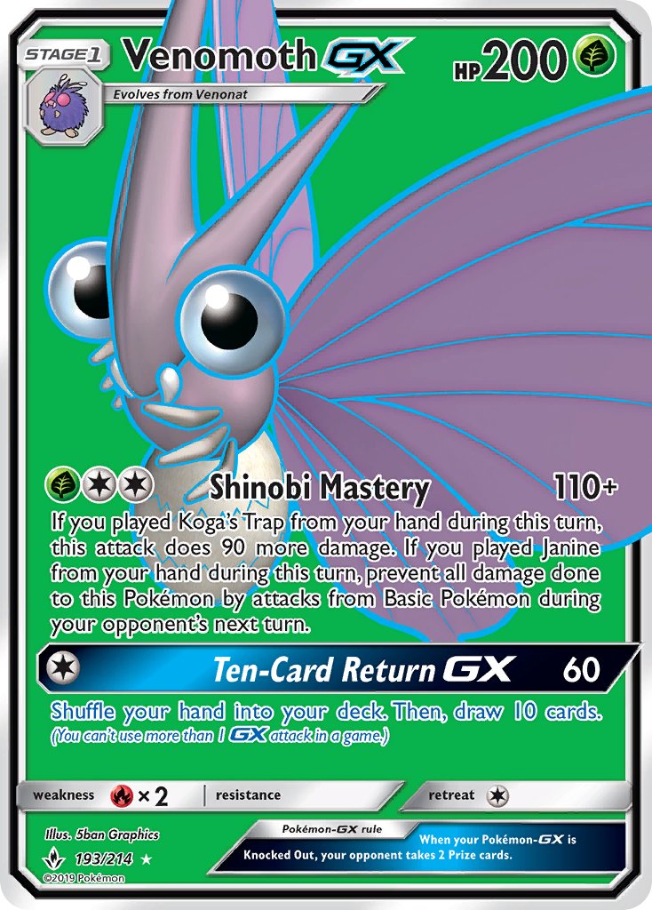 Venomoth GX 193-214 - FULL ART