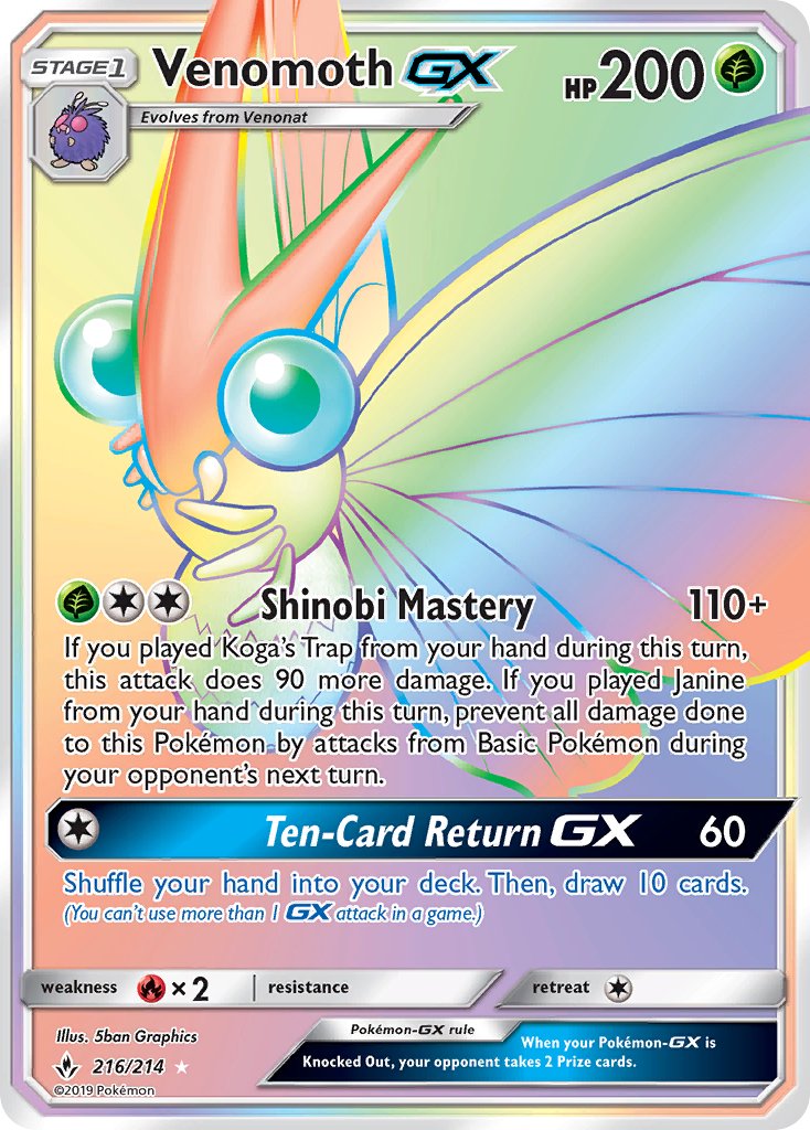 Venomoth GX 216-214 - RAINBOW RARE