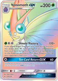 pokemon sm unbroken bonds venomoth gx 216 214 rainbow rare