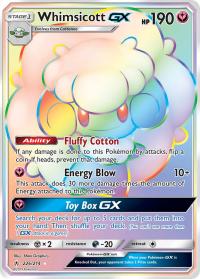 pokemon sm unbroken bonds whimsicott gx 226 214 rainbow rare