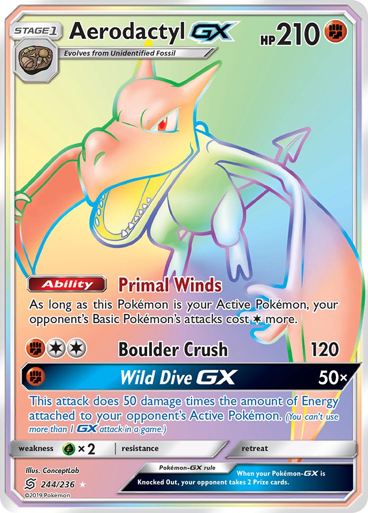 Aerodactyl GX 244-236 - RAINBOW RARE