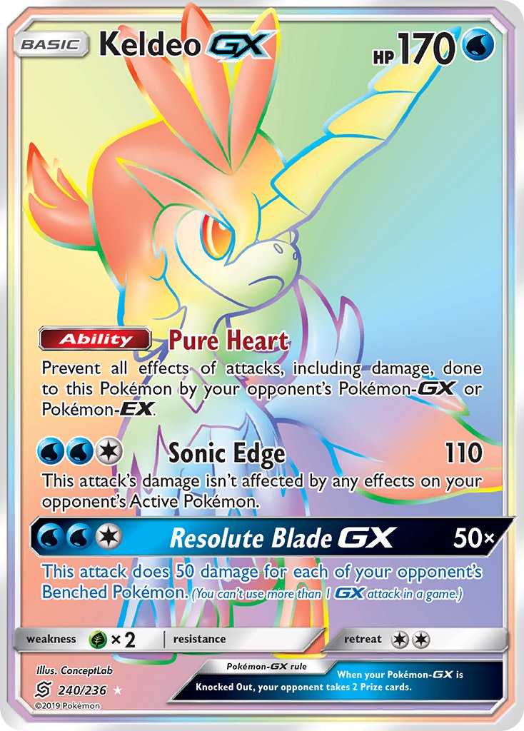 Keldeo GX 240-236 - RAINBOW RARE