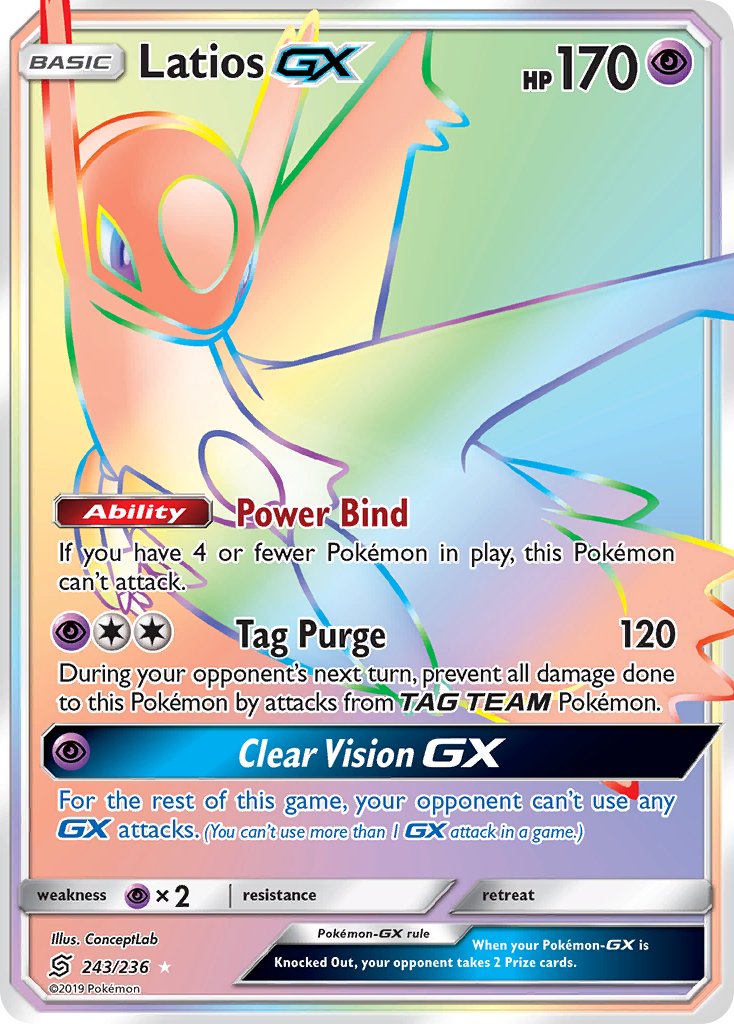 Latios GX 243-236 - RAINBOW RARE