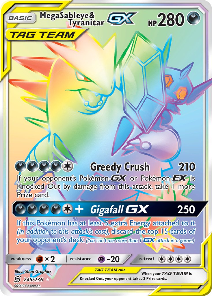 Mega Sableye & Tyranitar GX 245-236 - RAINBOW RARE