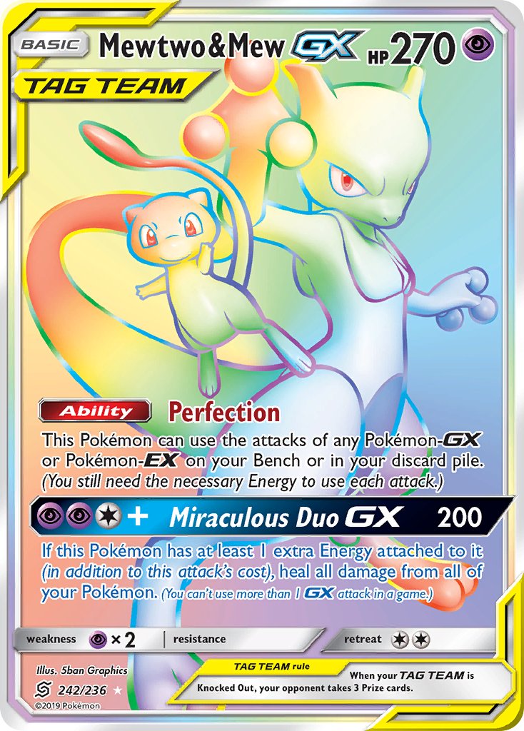 Mewtwo & Mew GX 242-236 - RAINBOW RARE