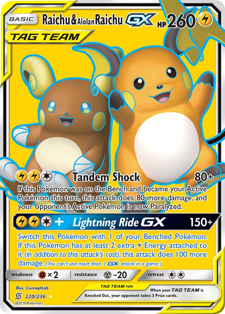 Raichu & Alolan Raichu GX 220-236 - FULL ART