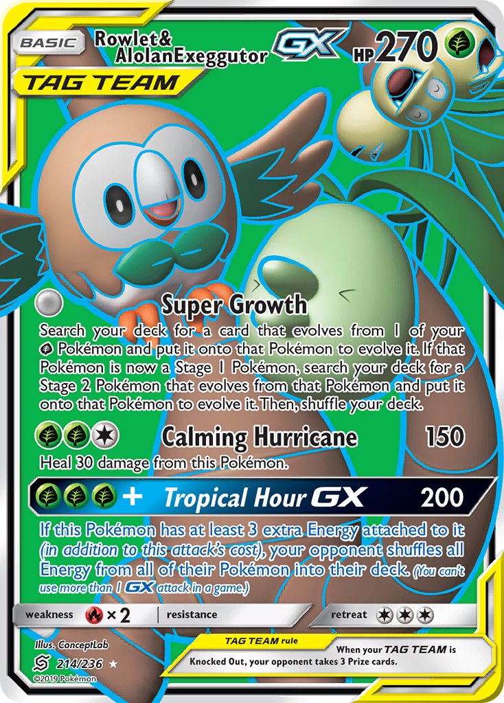 Rowlet & Alolan Exeggutor GX 214-236 - FULL ART