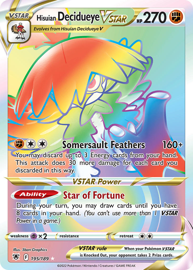 Hisuian Decidueye VSTAR - 195-189 RAINBOW RARE