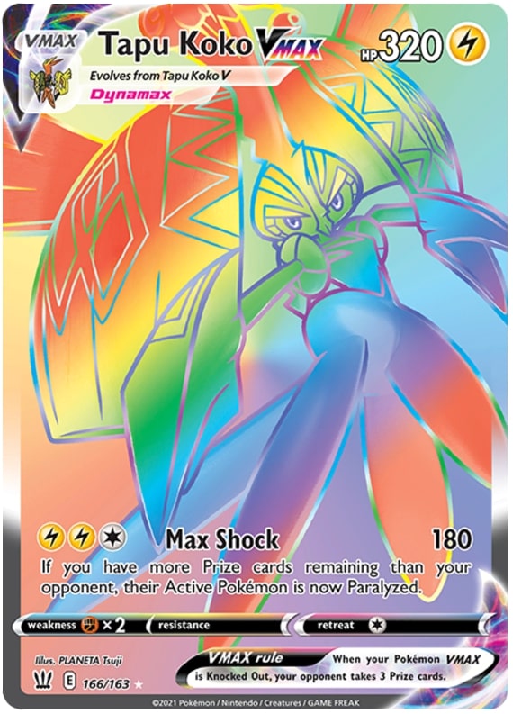 Tapu Koko VMAX - 166-163 RAINBOW RARE