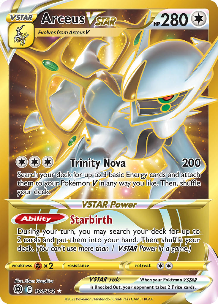 Arceus V STAR - 184-172 - GOLD SECRET RARE