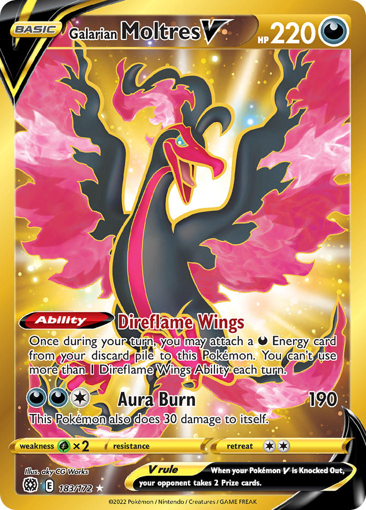 Galarian Moltres V - 183-172 - SECRET RARE