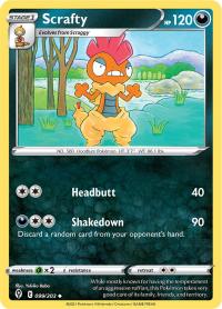 pokemon ss evolving skies scrafty 099 203