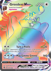 pokemon ss fusion strike greedent vmax 272 264 rainbow rare