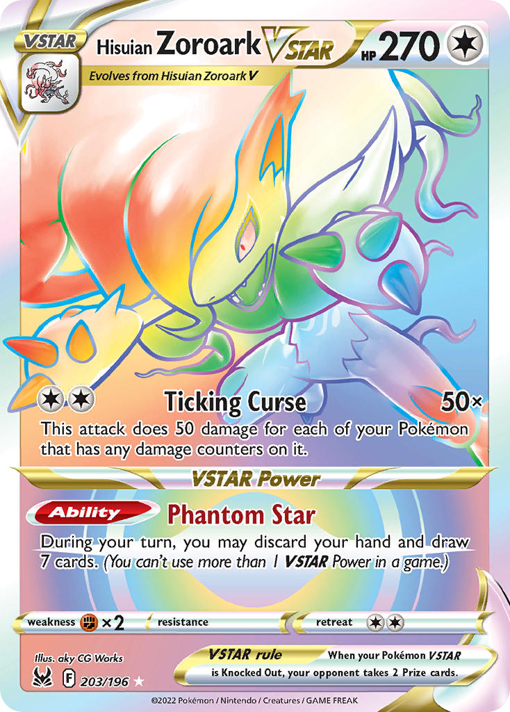 Hisuian Zoroark VSTAR - 203-196 RAINBOW RARE