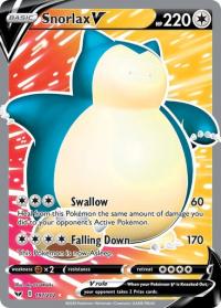 pokemon ss sword shield base set snorlax v 197 202 full art