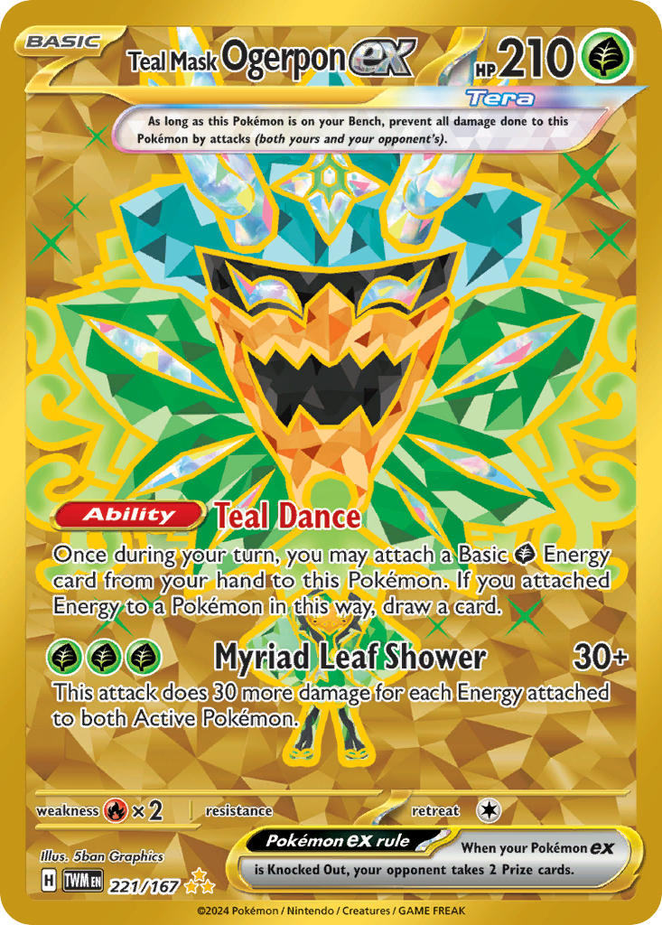Teal Mask Ogerpon EX - 221-167 - Secret Rare