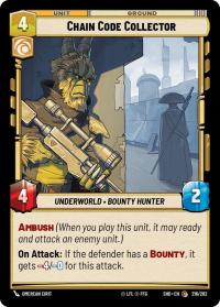 star wars unlimited shadows of the galaxy chain code collector