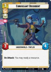 star wars unlimited shadows of the galaxy coruscant dissident hyperspace foil