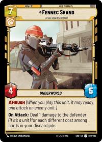 star wars unlimited shadows of the galaxy fennec shand loyal sharpshooter foil