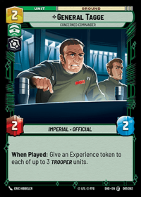 star wars unlimited shadows of the galaxy general tagge concerned commander sog foil