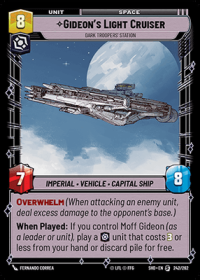 star wars unlimited shadows of the galaxy gideon s light cruiser dark troopers station foil