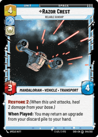 star wars unlimited shadows of the galaxy razor crest reliable gunship