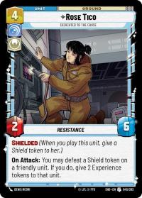 star wars unlimited shadows of the galaxy rose tico dedicated to the cause foil