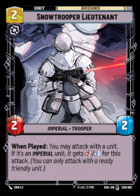star wars unlimited shadows of the galaxy snowtrooper lieutenant sog foil