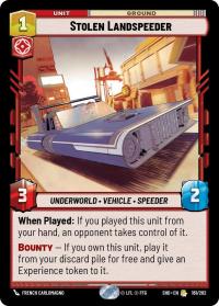 star wars unlimited shadows of the galaxy stolen landspeeder foil