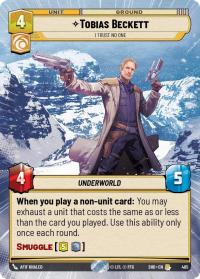 star wars unlimited shadows of the galaxy tobias beckett i trust no one hyperspace foil
