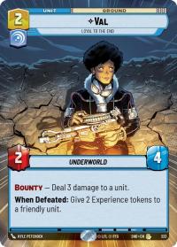 star wars unlimited shadows of the galaxy val loyal to the end hyperspace foil