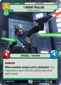 star wars unlimited spark of rebellion agent kallus seeking the rebels hyperspace foil